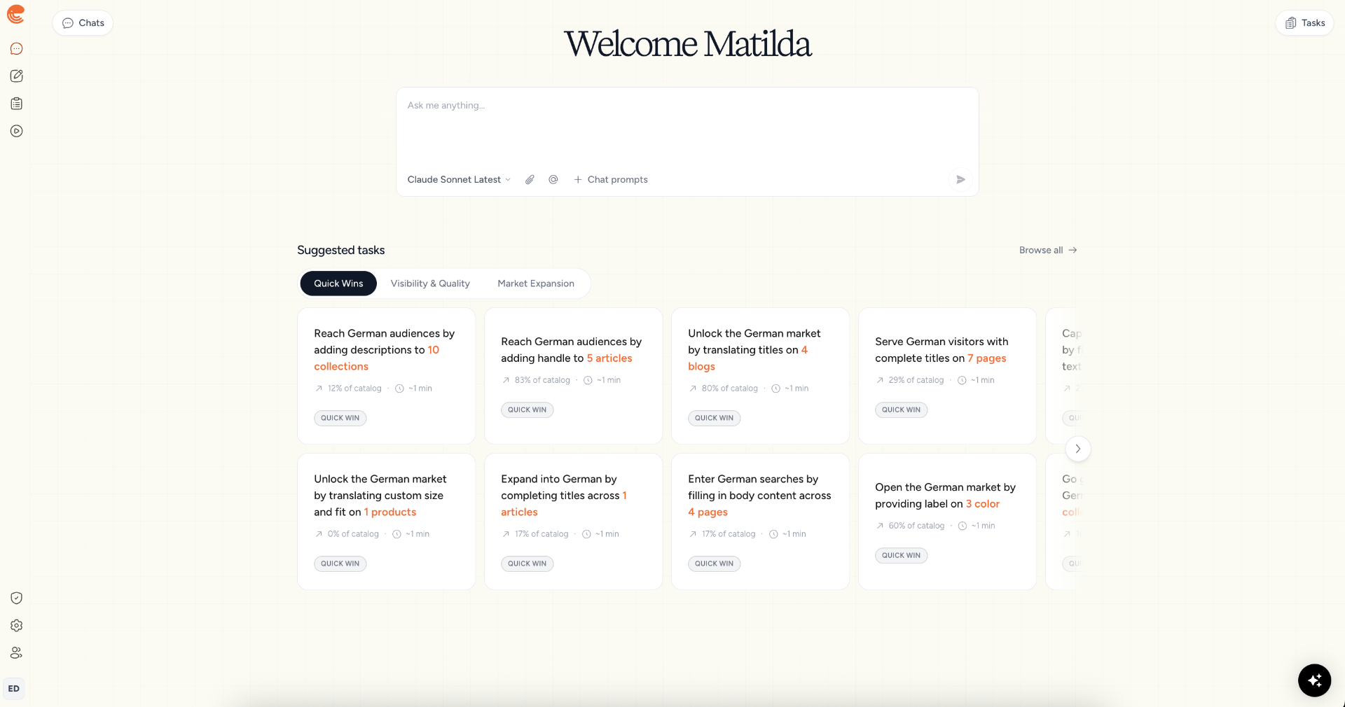 Etals Content Studio dashboard